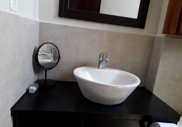 Modern fixtures in bathrooms.