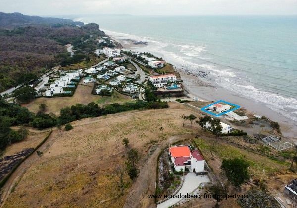 Jama Campay Resort overhead view. The blue square denotes villa location