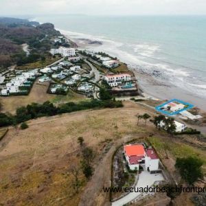 Jama Campay Resort overhead view. The blue square denotes villa location