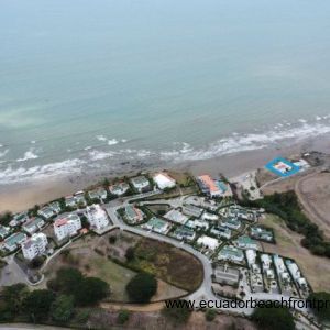 Jama Campay Resort overhead view. The blue square denotes villa location