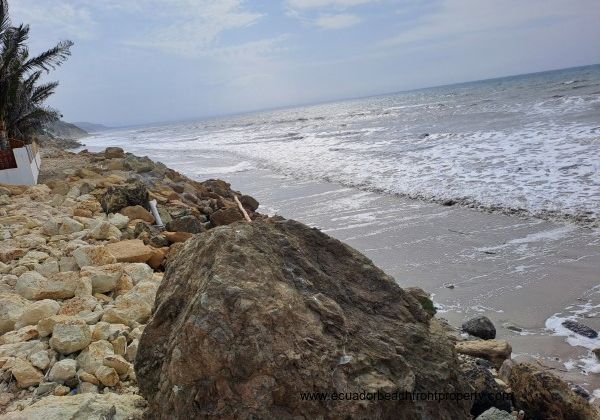 Rock breakwater. Photos taken at high tide