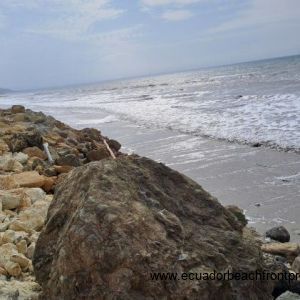 Rock breakwater. Photos taken at high tide