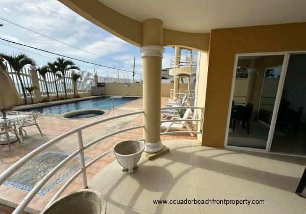 Spacious ocean and pool view patio